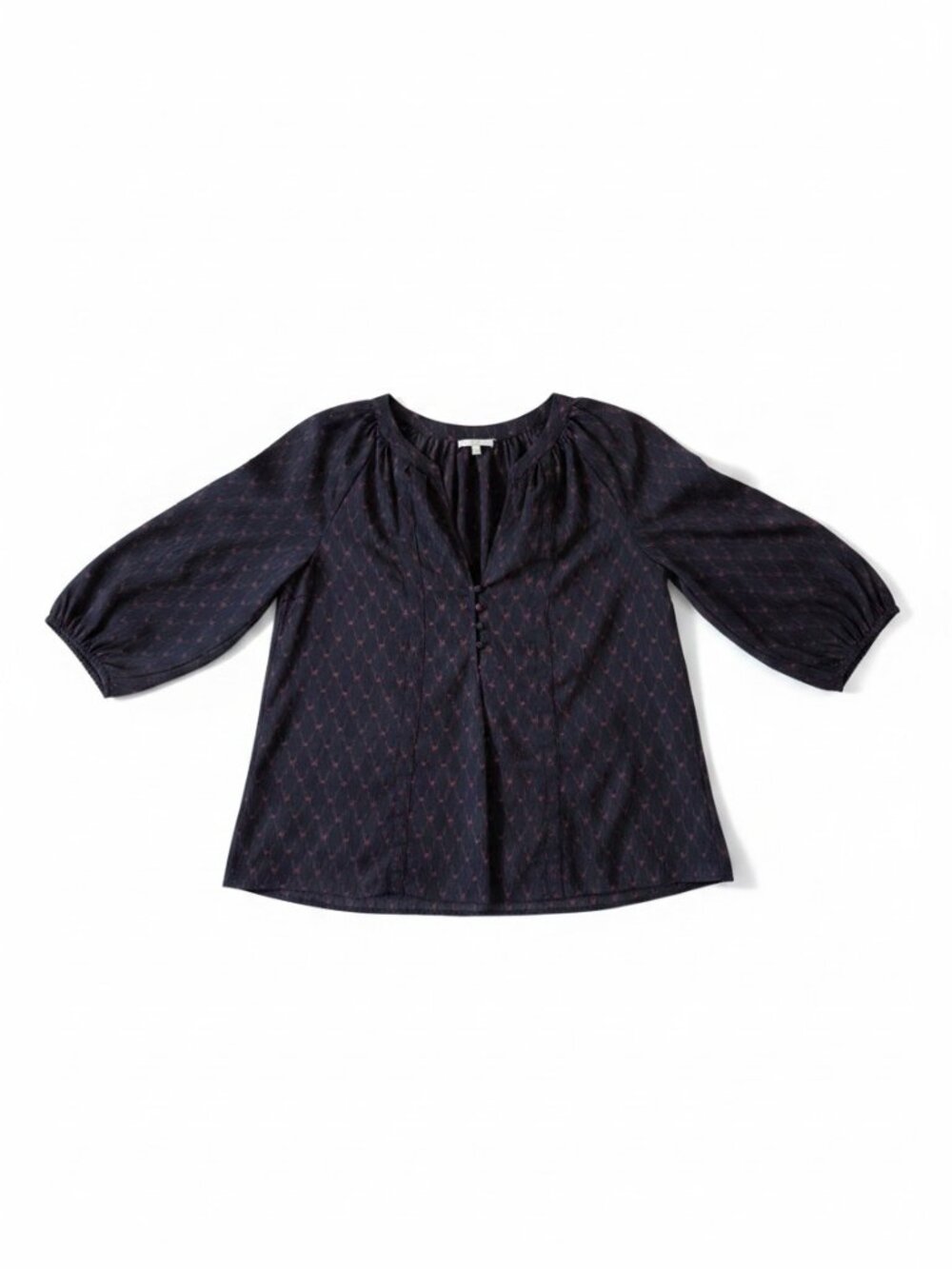 JOIE Black & Purple Printed Button-Front Blouse Womens XS